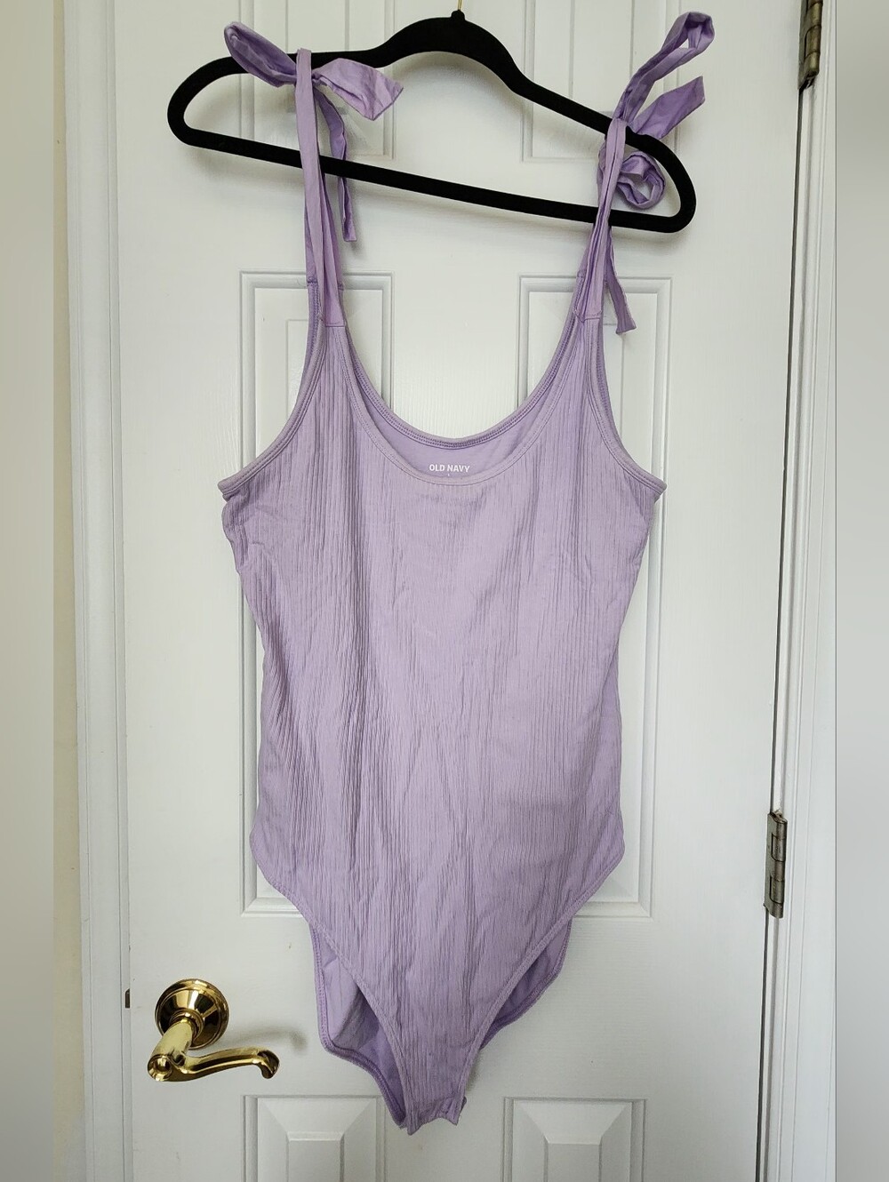 Old Navy Large Lavender Ribbed Tie-Strap Bodysuit